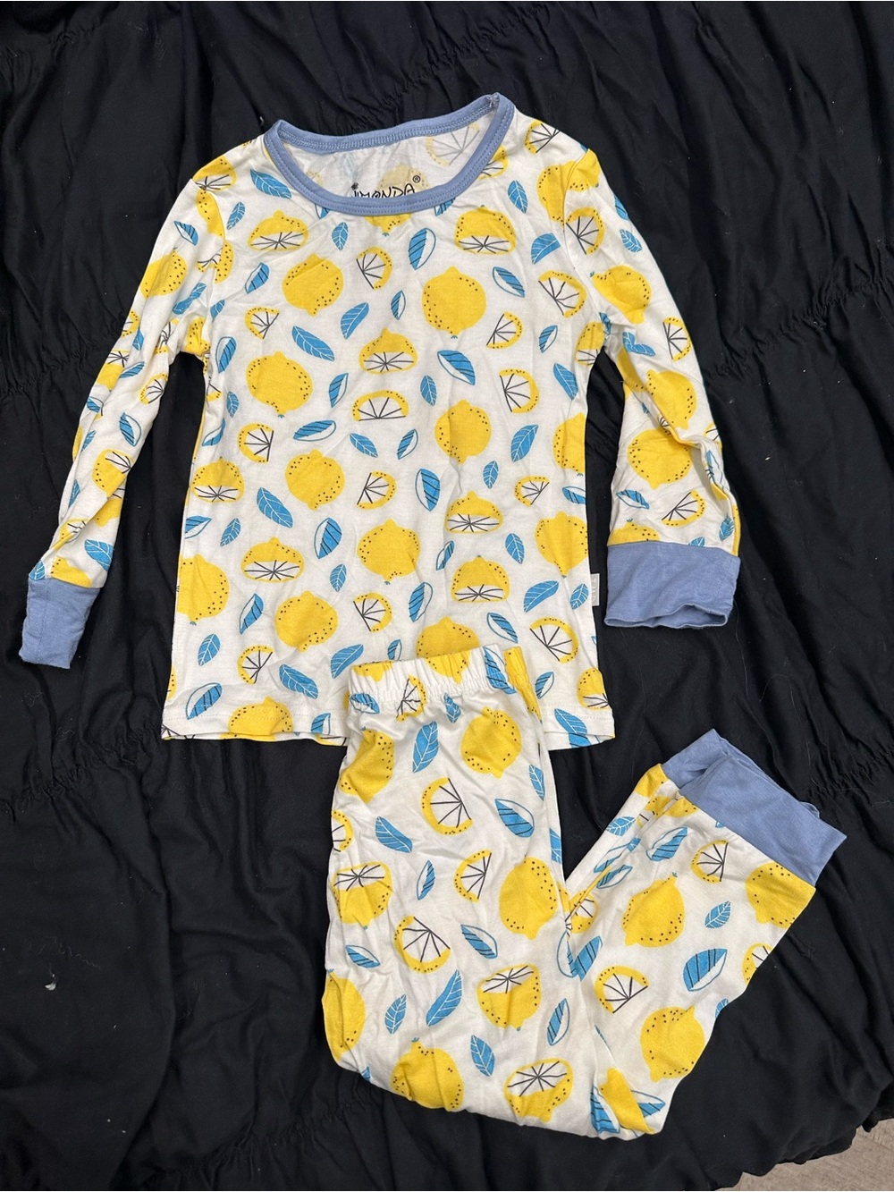 Mondi Yellow Lemon & Blue Leaf Kids Pajama Set